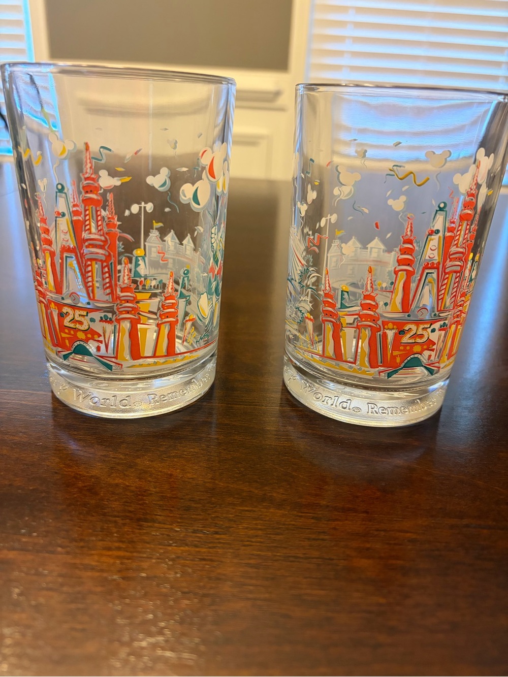 Disney 25th anniversary glasses lot of 2